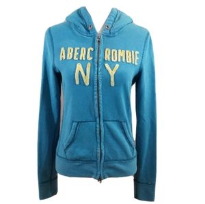 Abercrombie & Fitch Blue Long Sleeve Hooded Jacket